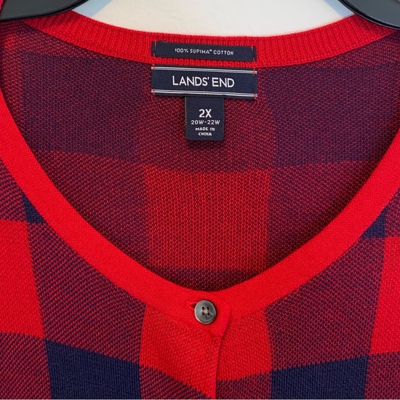 New Lands End Cozy Buffalo Plaid Cardigan Sweater - Picture 5 of 7
